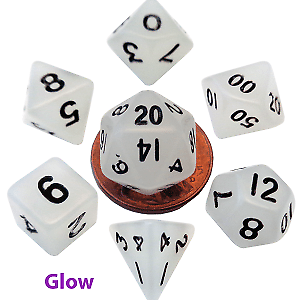 Mini RPG Dice Set: Glow Clear | Game Grid - Logan