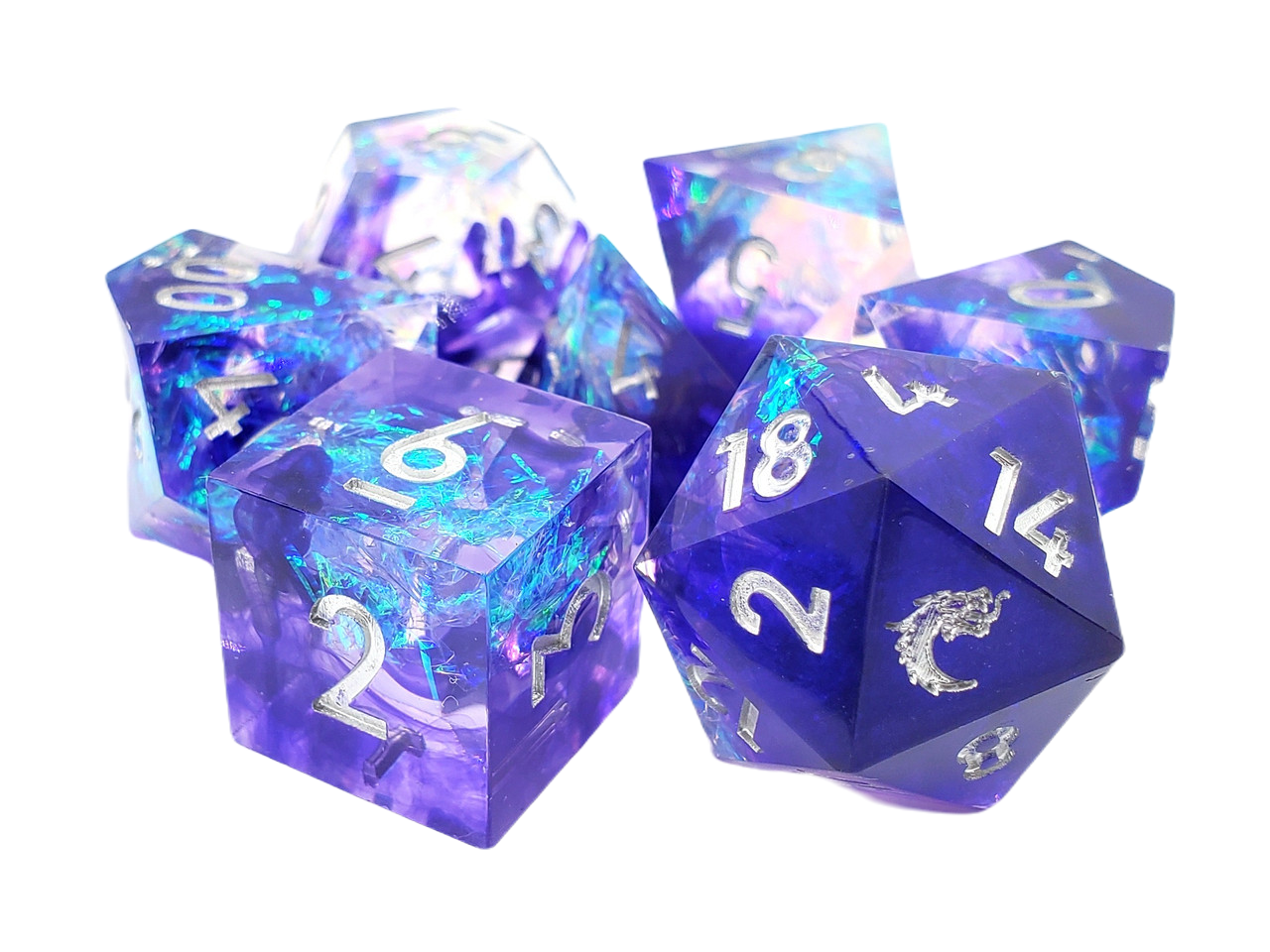 Old School: Sharp Edged - Sapphire Burst Dice Set | Game Grid - Logan