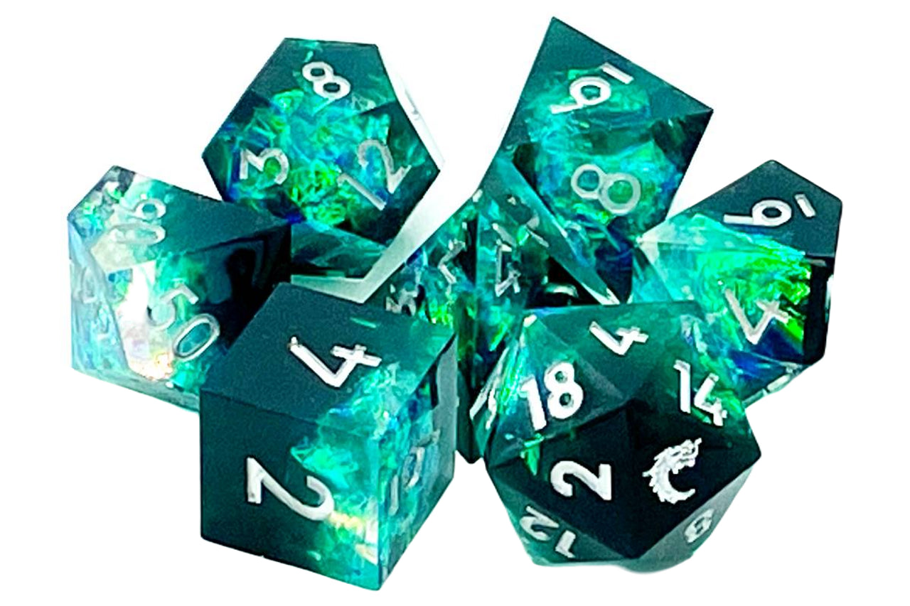 Old School: Sharp Edged - Emerald Forest Dice Set | Game Grid - Logan