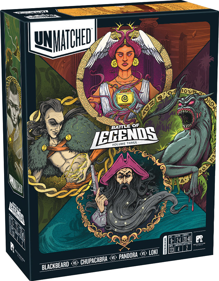 Unmatched: Battle of Legends Vol. 3 - Blackbeard, Chupacabra, Pandora, and Loki | Game Grid - Logan