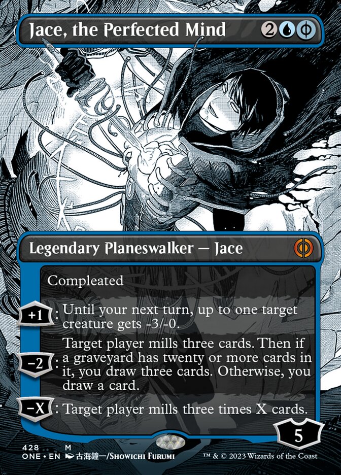 Jace, the Perfected Mind (Borderless Manga Step-and-Compleat Foil) [Phyrexia: All Will Be One] | Game Grid - Logan