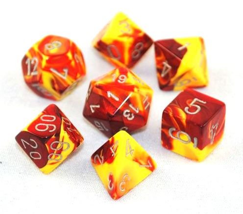 Chessex Gemini 7-Die Set: Red-Yellow | Game Grid - Logan