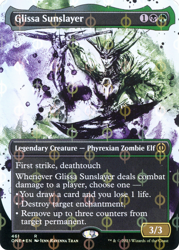 Glissa Sunslayer (Borderless Ichor Step-and-Compleat Foil) [Phyrexia: All Will Be One] | Game Grid - Logan