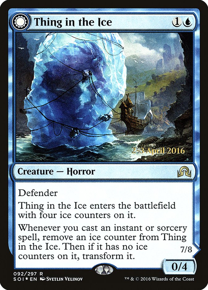 Thing in the Ice // Awoken Horror [Shadows over Innistrad Prerelease Promos] | Game Grid - Logan