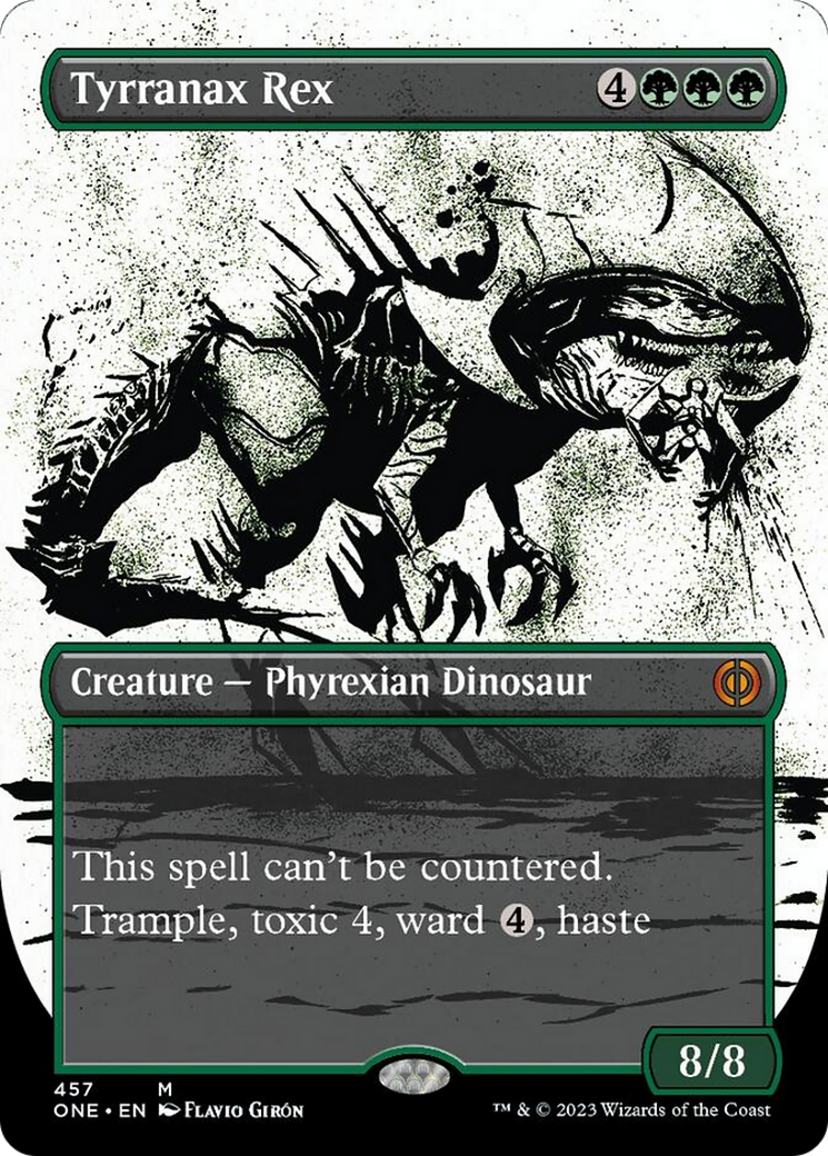 Tyrranax Rex (Borderless Ichor Step-and-Compleat Foil) [Phyrexia: All Will Be One] | Game Grid - Logan