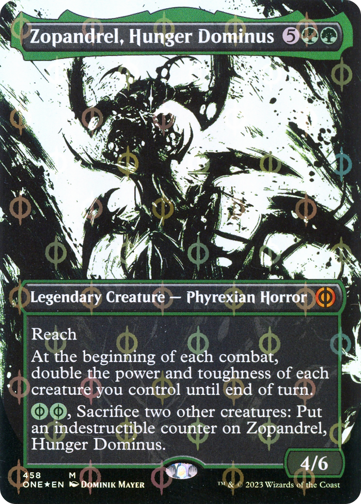 Zopandrel, Hunger Dominus (Borderless Ichor Step-and-Compleat Foil) [Phyrexia: All Will Be One] | Game Grid - Logan