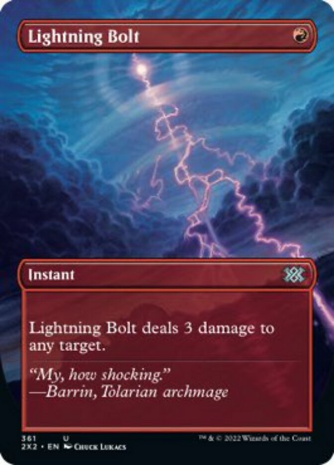 Lightning Bolt (Borderless Alternate Art) [Double Masters 2022] | Game Grid - Logan