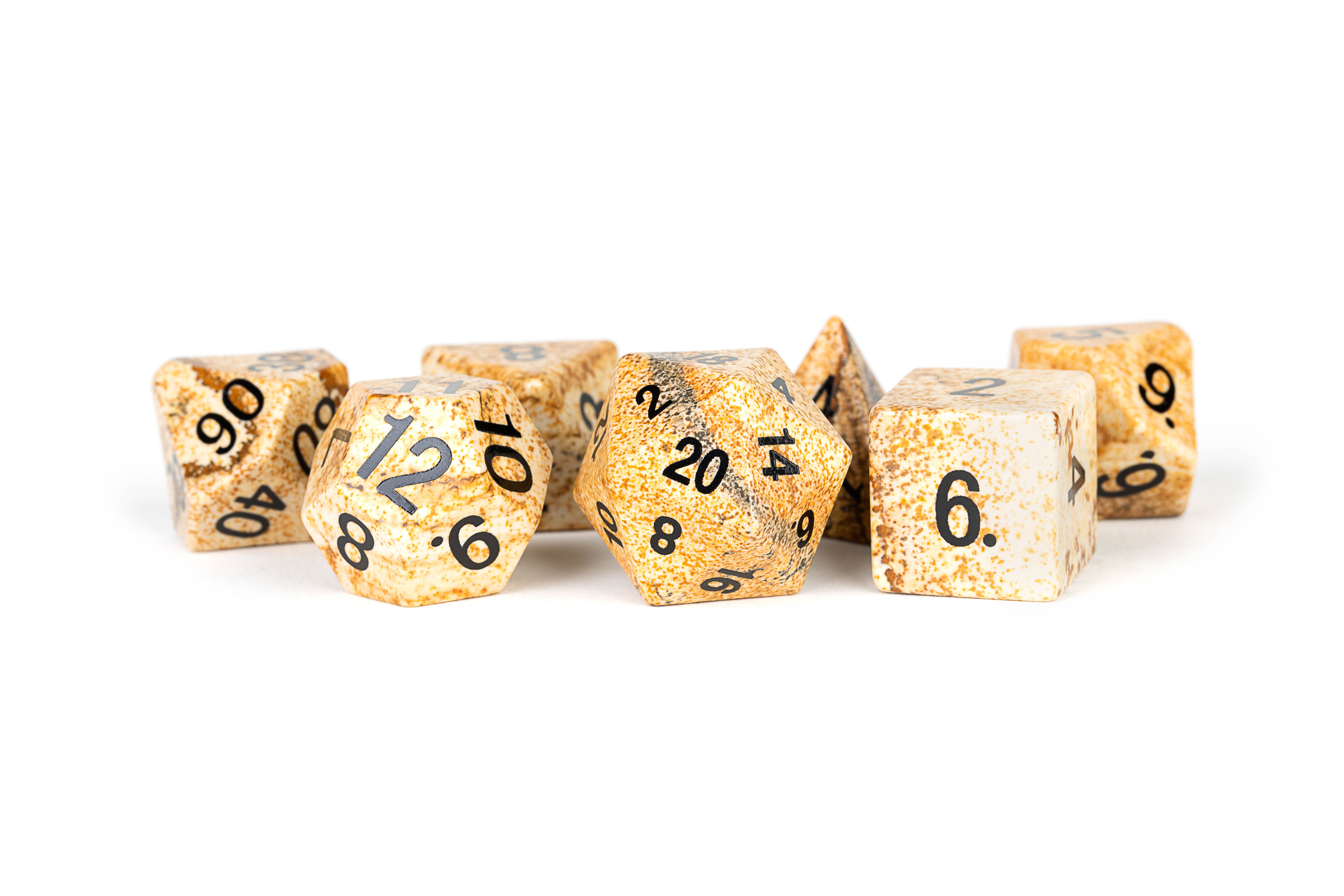 Gemstone Dice: Picture Jasper Black Font | Game Grid - Logan