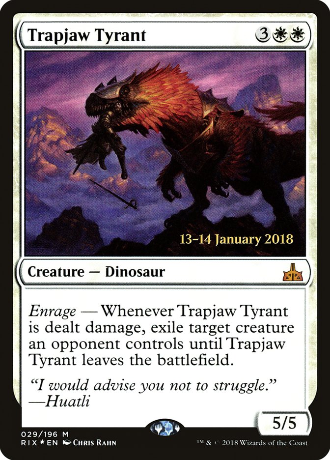 Trapjaw Tyrant [Rivals of Ixalan Prerelease Promos] | Game Grid - Logan