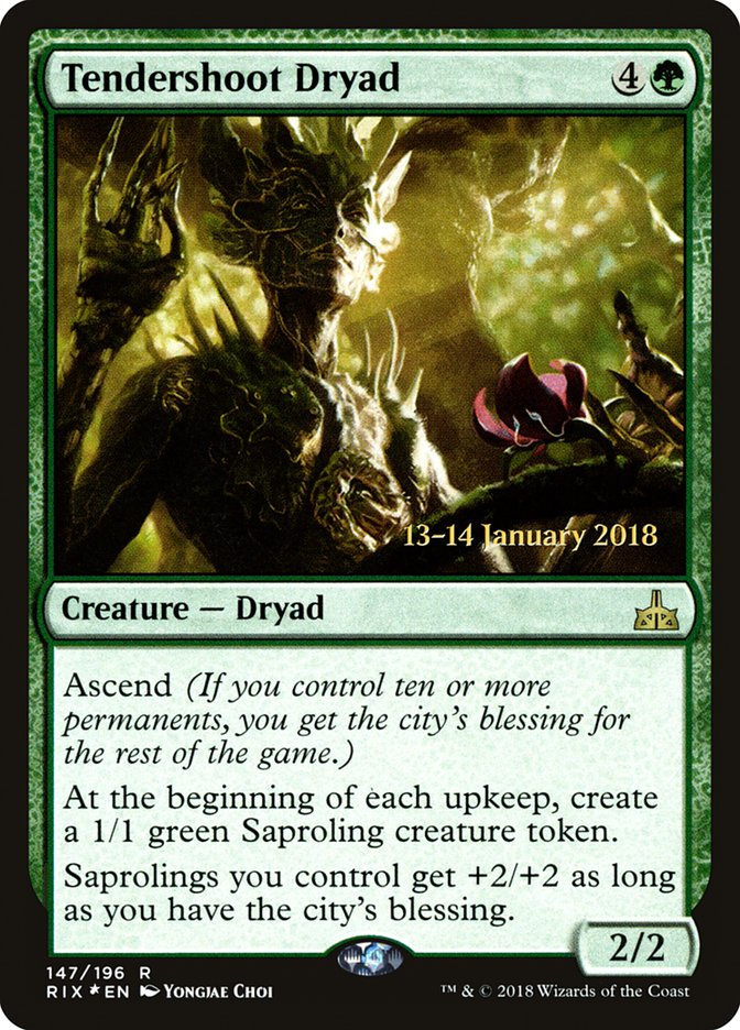 Tendershoot Dryad [Rivals of Ixalan Prerelease Promos] | Game Grid - Logan