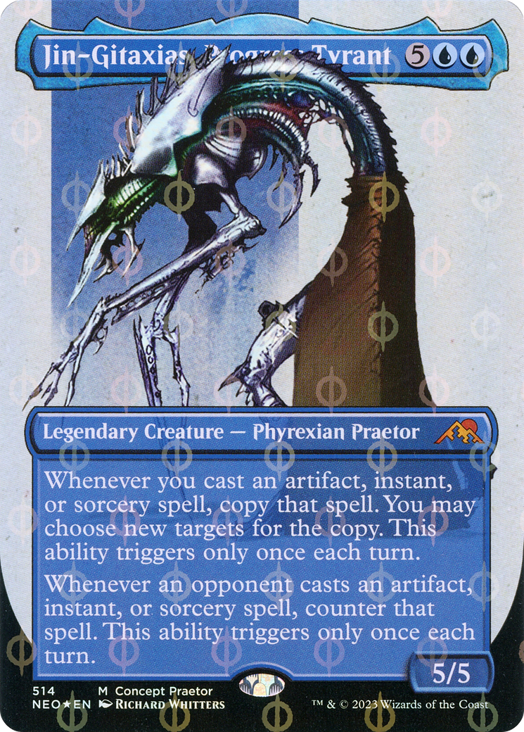 Jin-Gitaxias, Progress Tyrant (Borderless Concept Praetors Step-and-Compleat Foil) [Phyrexia: All Will Be One] | Game Grid - Logan