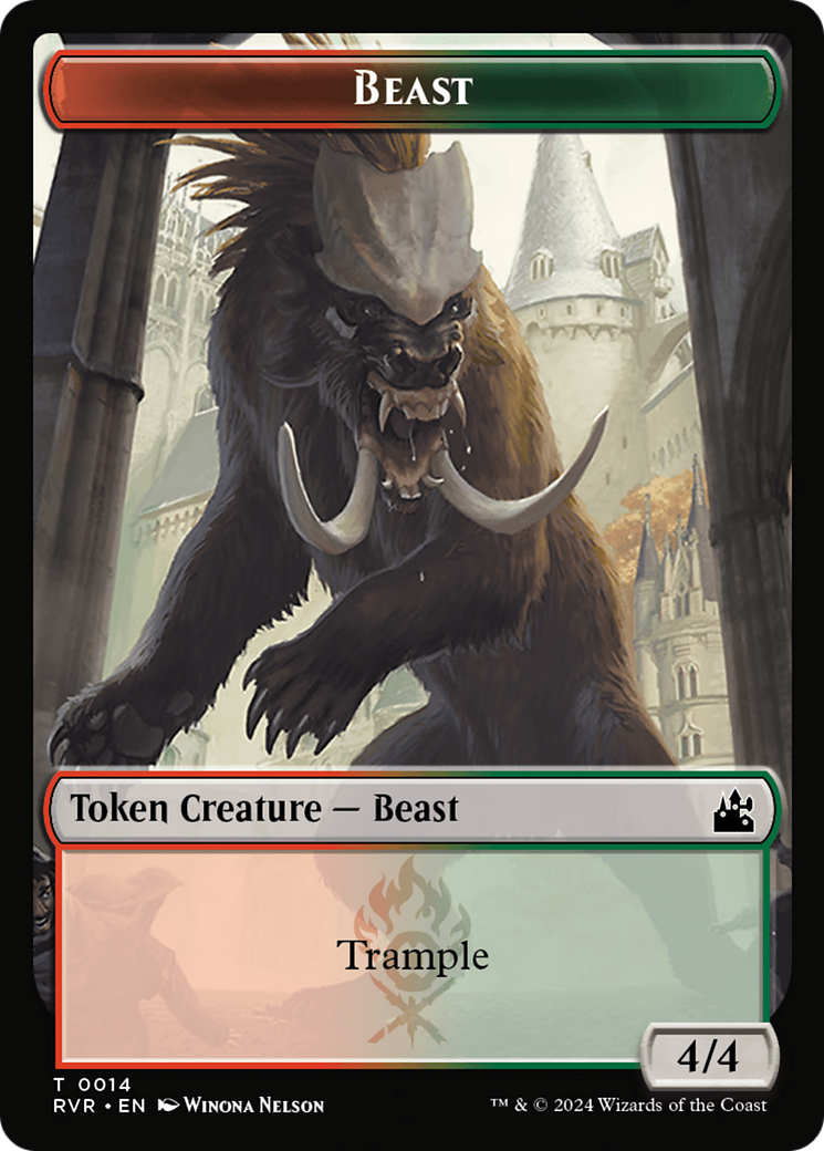 Goblin (0008) // Beast Double-Sided Token [Ravnica Remastered Tokens] | Game Grid - Logan