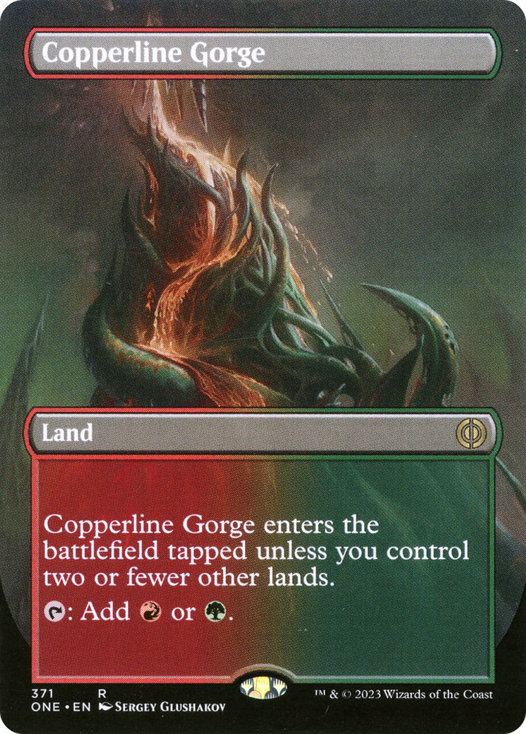 Copperline Gorge (Borderless Alternate Art) [Phyrexia: All Will Be One] | Game Grid - Logan
