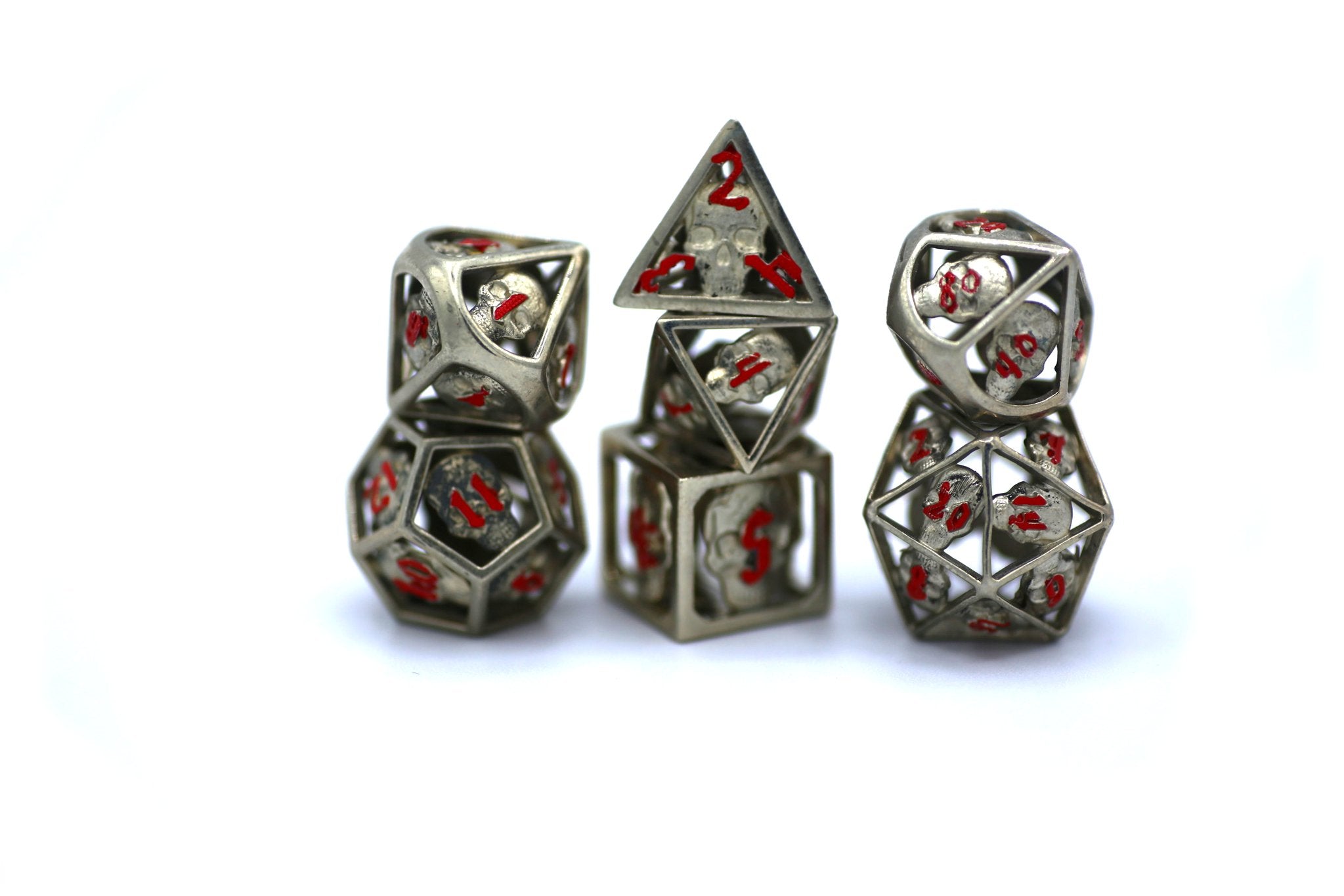 Skull Metal Hollow Dice: Nickel and Blood | Game Grid - Logan