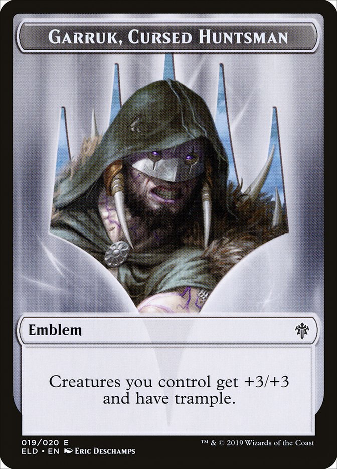 Garruk, Cursed Huntsman Emblem [Throne of Eldraine Tokens] | Game Grid - Logan