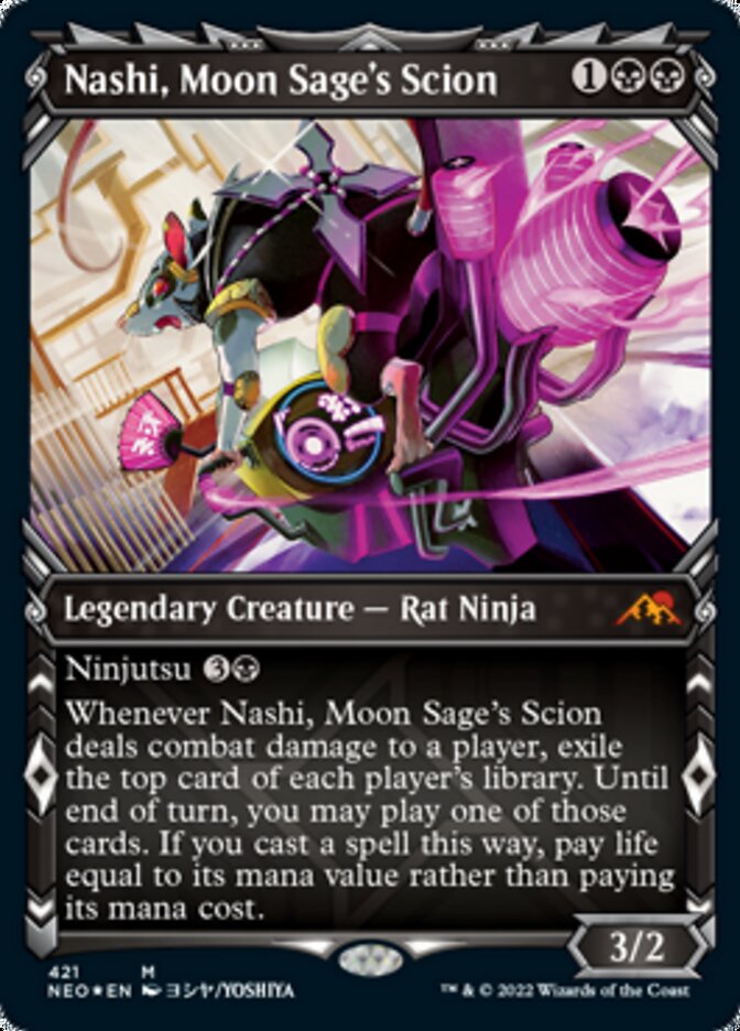 Nashi, Moon Sage's Scion (Showcase) (Foil Etched) [Kamigawa: Neon Dynasty] | Game Grid - Logan