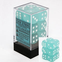 16mm D6 Brick: Frosted - Teal/White | Game Grid - Logan