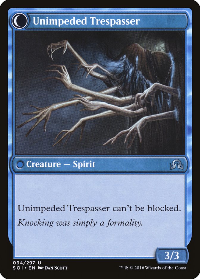 Uninvited Geist // Unimpeded Trespasser [Shadows over Innistrad] | Game Grid - Logan