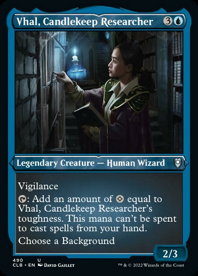 Vhal, Candlekeep Researcher (Foil Etched) [Commander Legends: Battle for Baldur's Gate] | Game Grid - Logan