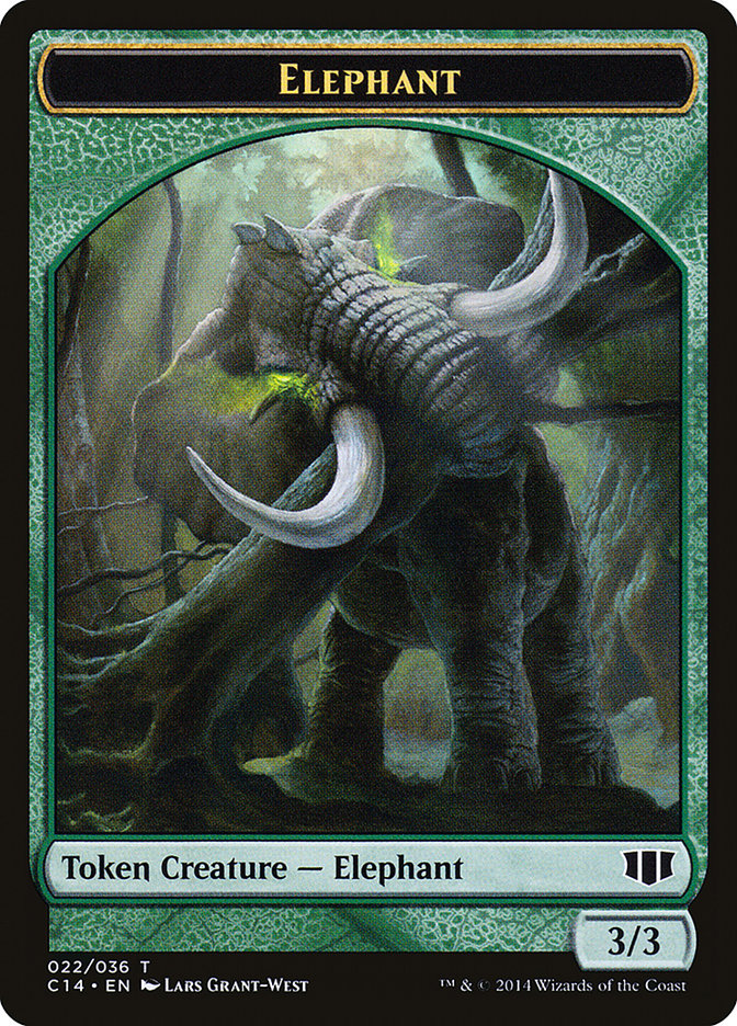 Elephant // Elf Warrior Double-Sided Token [Commander 2014 Tokens] | Game Grid - Logan