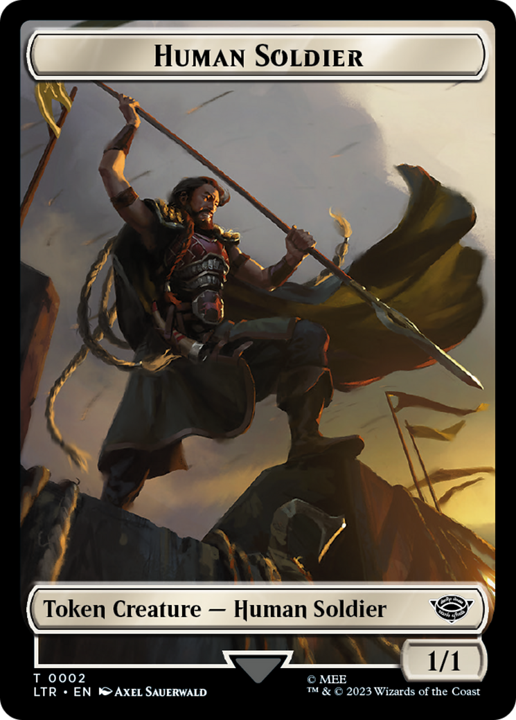 Human (04) // Human Soldier (02) Double-Sided Token [The Lord of the Rings: Tales of Middle-Earth Commander Tokens] | Game Grid - Logan