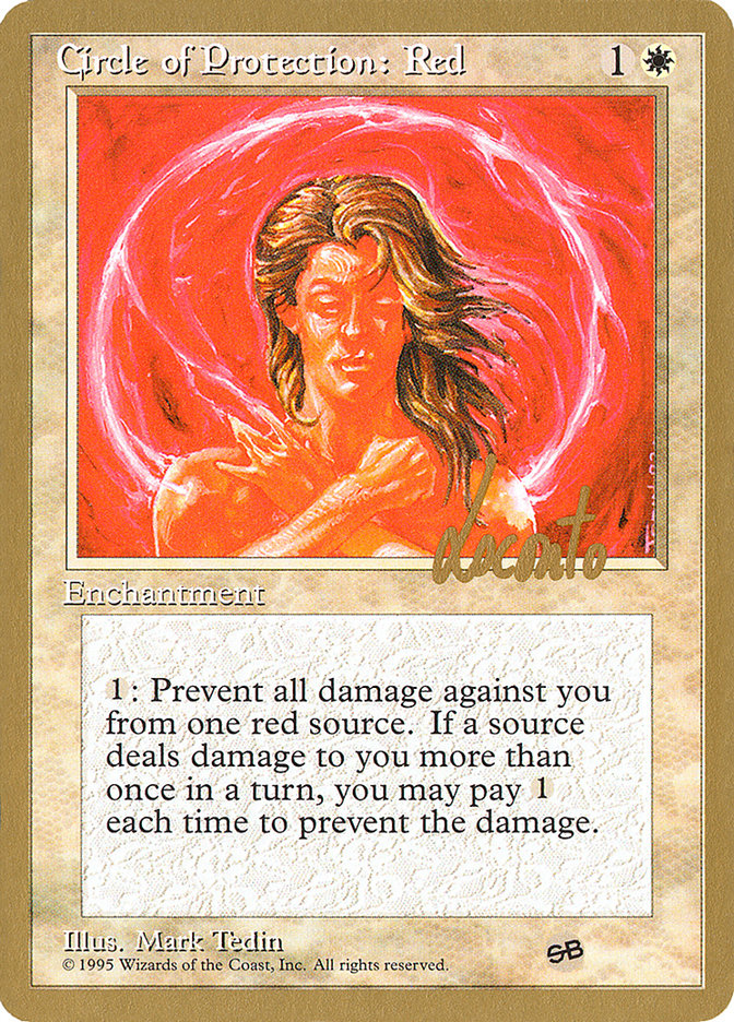 Circle of Protection: Red (Michael Loconto) (SB) (4ED) [Pro Tour Collector Set] | Game Grid - Logan