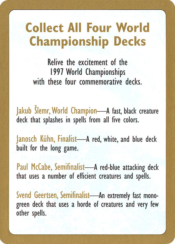 1997 World Championships Ad [World Championship Decks 1997] | Game Grid - Logan