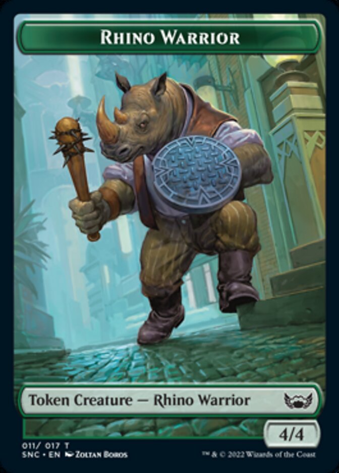 Fish // Rhino Warrior Double-Sided Token [Streets of New Capenna Tokens] | Game Grid - Logan