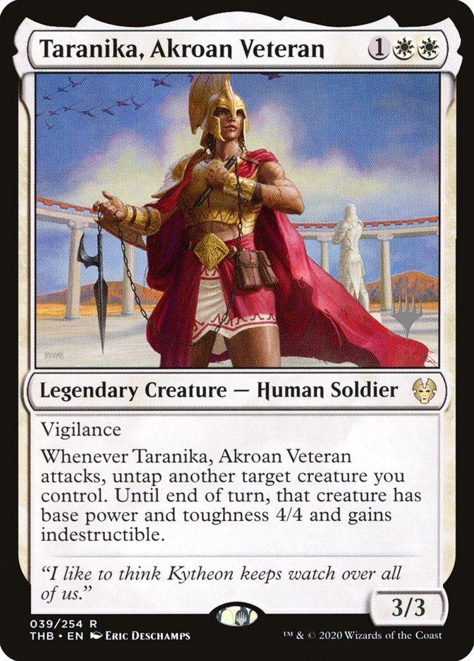 Taranika, Akroan Veteran (Promo Pack) [Theros Beyond Death Promos] | Game Grid - Logan