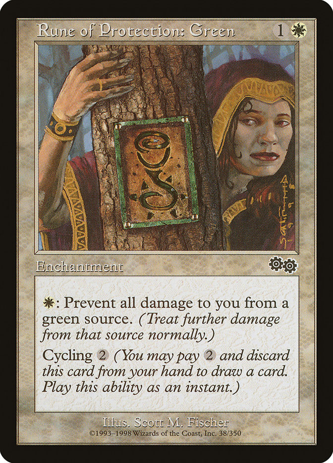 Rune of Protection: Green [Urza's Saga] | Game Grid - Logan