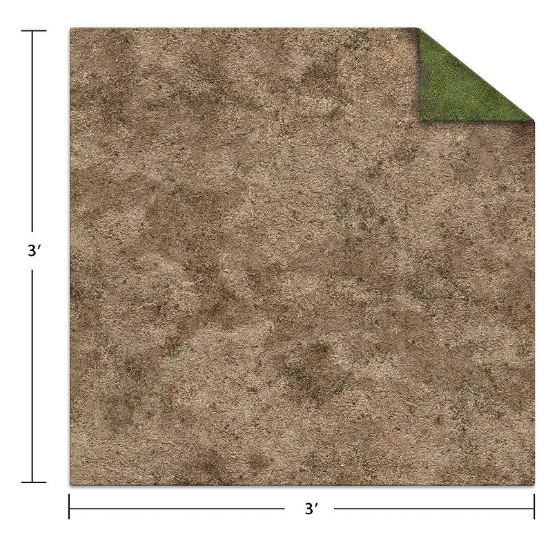 3'x3' Game Mat: Broken Grassland / Desert Scrubland | Game Grid - Logan