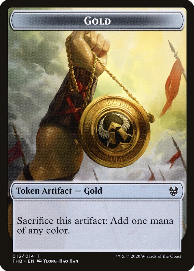 Human Soldier // Gold Double-Sided Token [Theros Beyond Death Tokens] | Game Grid - Logan