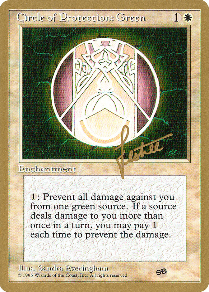 Circle of Protection: Green (Bertrand Lestree) (SB) (4ED) [Pro Tour Collector Set] | Game Grid - Logan