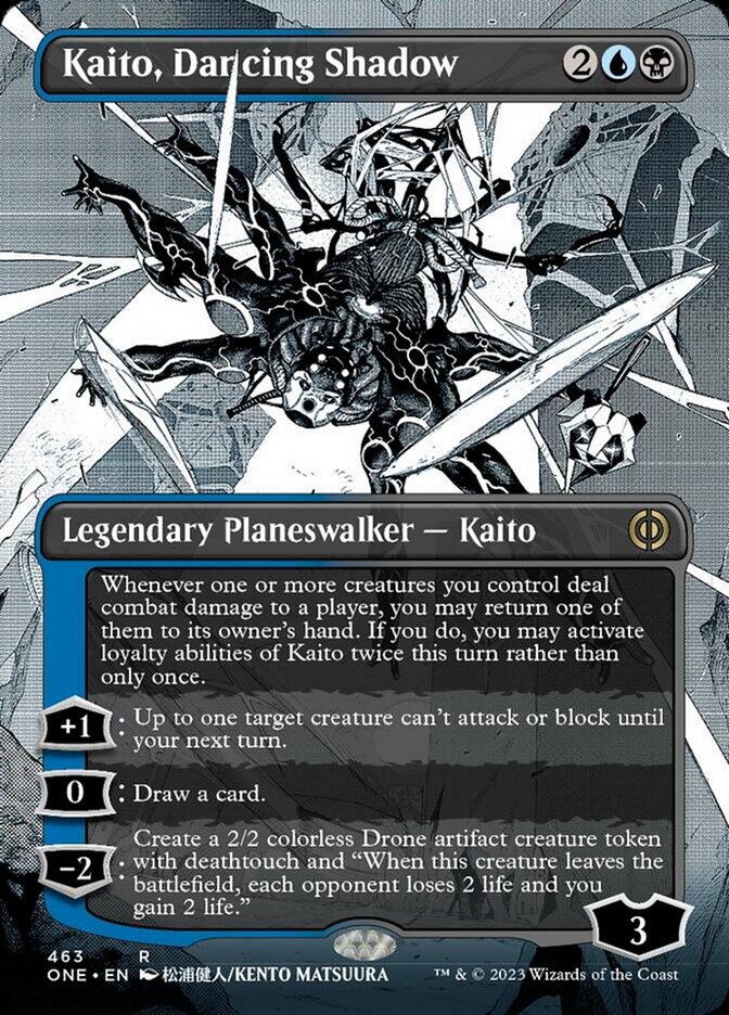 Kaito, Dancing Shadow (Borderless Manga Step-and-Compleat Foil) [Phyrexia: All Will Be One] | Game Grid - Logan