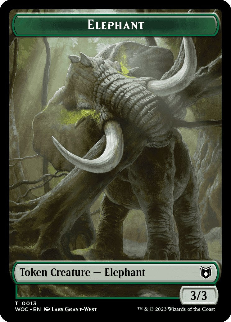 Elephant // Saproling Double-Sided Token [Wilds of Eldraine Commander Tokens] | Game Grid - Logan