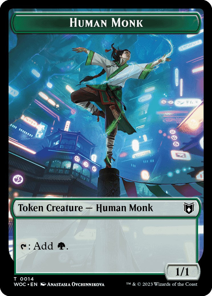 Human Monk // Saproling Double-Sided Token [Wilds of Eldraine Commander Tokens] | Game Grid - Logan