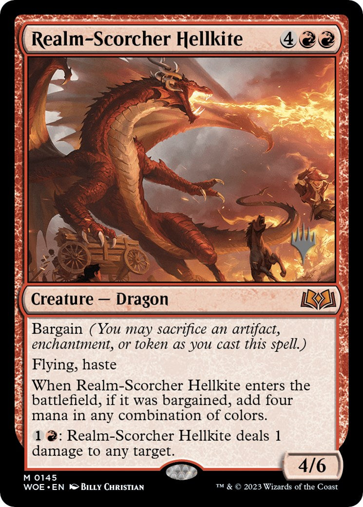 Realm-Scorcher Hellkite (Promo Pack) [Wilds of Eldraine Promos] | Game Grid - Logan