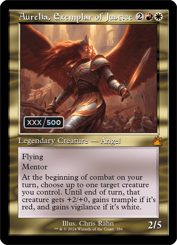 Aurelia, Exemplar of Justice (Retro) (Serialized) [Ravnica Remastered] | Game Grid - Logan