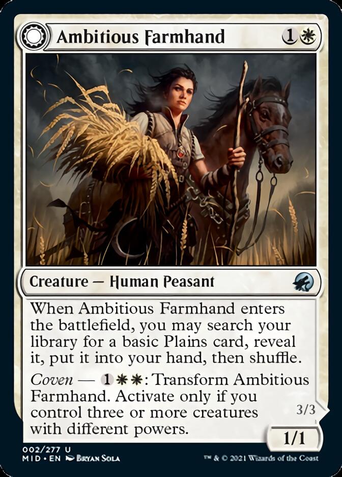 Ambitious Farmhand // Seasoned Cathar [Innistrad: Midnight Hunt] | Game Grid - Logan