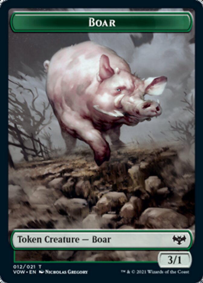 Wolf (011) // Boar Double-Sided Token [Innistrad: Crimson Vow Tokens] | Game Grid - Logan
