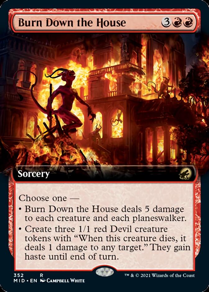 Burn Down the House (Extended Art) [Innistrad: Midnight Hunt] | Game Grid - Logan