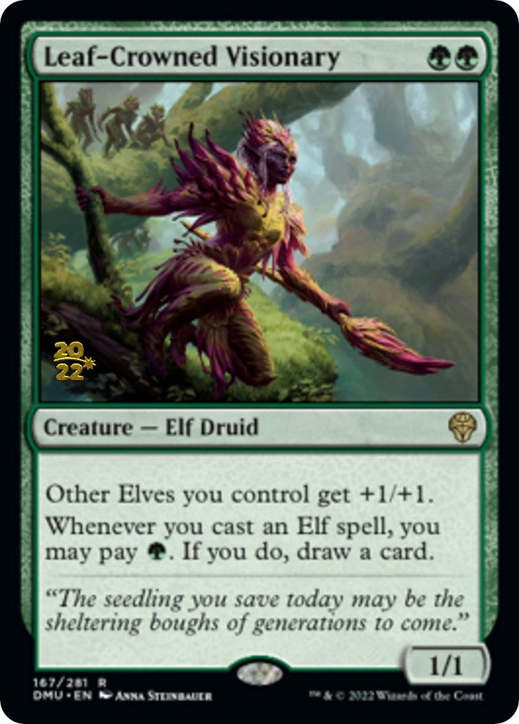Leaf-Crowned Visionary [Dominaria United Prerelease Promos] | Game Grid - Logan