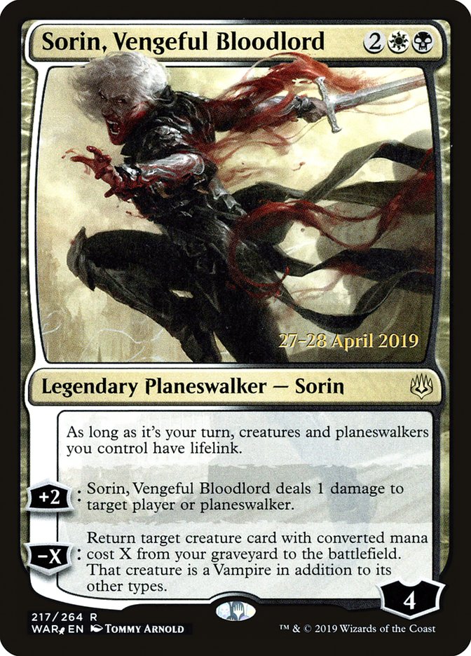 Sorin, Vengeful Bloodlord [War of the Spark Prerelease Promos] | Game Grid - Logan