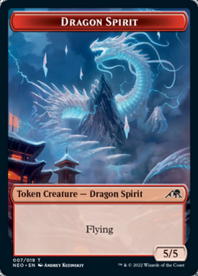 Spirit (002) // Dragon Spirit Double-Sided Token [Kamigawa: Neon Dynasty Tokens] | Game Grid - Logan