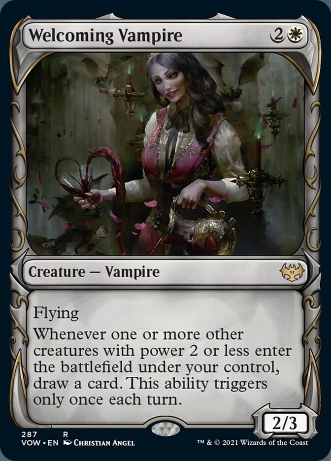 Welcoming Vampire (Showcase Fang Frame) [Innistrad: Crimson Vow] | Game Grid - Logan