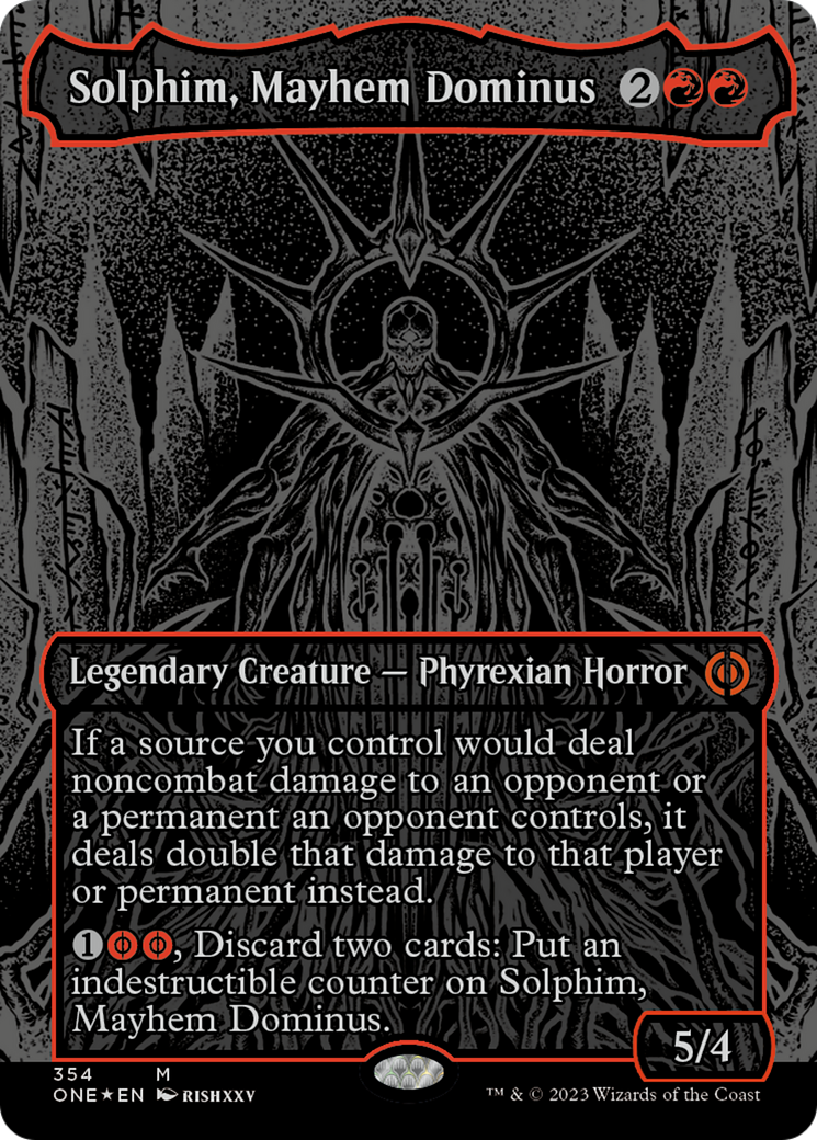 Solphim, Mayhem Dominus (Oil Slick Raised Foil) [Phyrexia: All Will Be One] | Game Grid - Logan