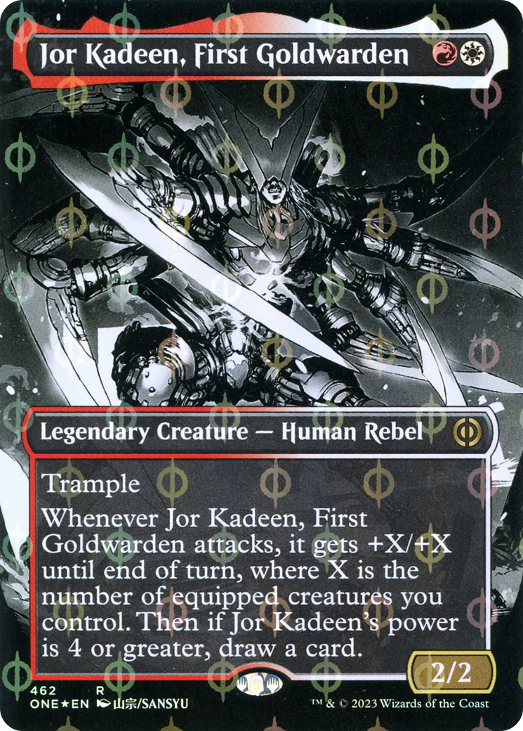 Jor Kadeen, First Goldwarden (Borderless Manga Step-and-Compleat Foil) [Phyrexia: All Will Be One] | Game Grid - Logan