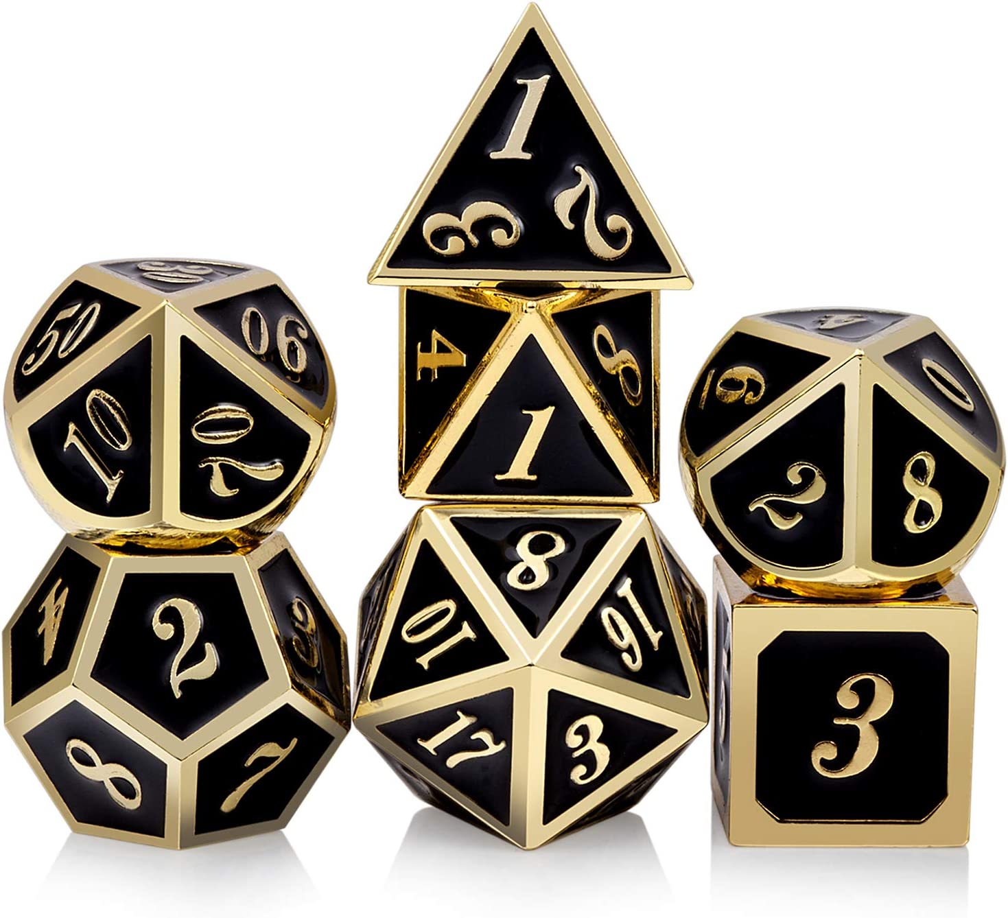 Gold with Black Metal RPG Dice Set | Game Grid - Logan
