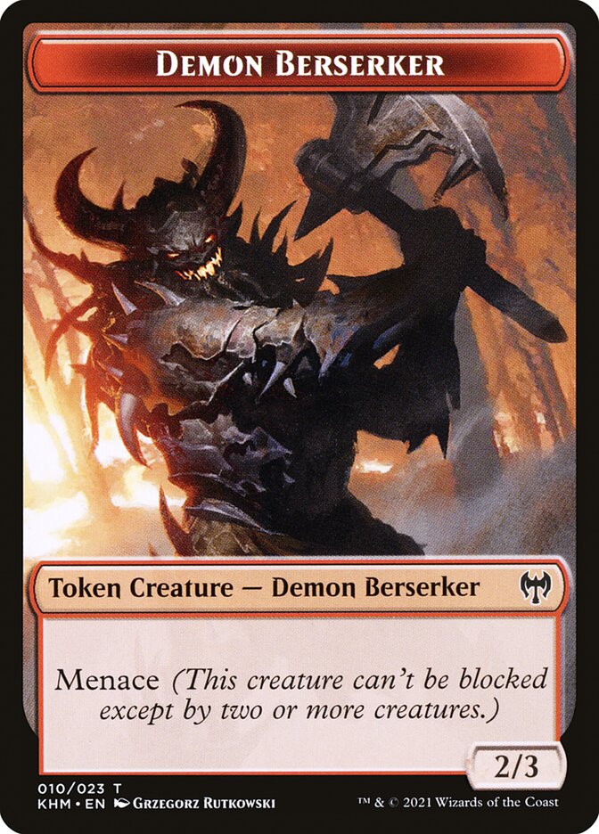 Elf Warrior // Demon Berserker Double-Sided Token [Kaldheim Tokens] | Game Grid - Logan