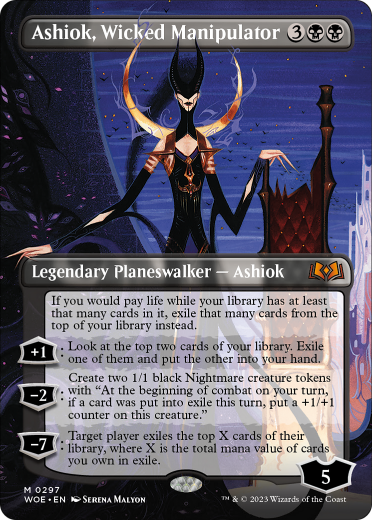 Ashiok, Wicked Manipulator (Borderless Alternate Art) [Wilds of Eldraine] | Game Grid - Logan